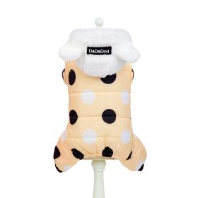 Warm big polka dot four-leg cotton coat (Option: Light Yellow-M)