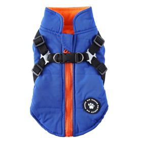 Chest Strap Jacket Cotton-padded Coat (Option: DZ227 Blue-2XL)